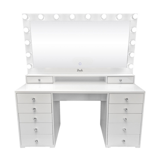 Divine – 59" Solid Top + Dual-Drawer Deck & Framed Mirror