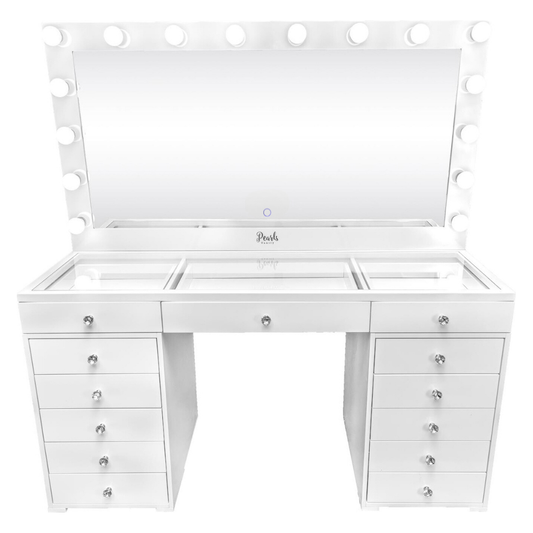 Temptation - 59" Glass Top Vanity & Framed Mirror
