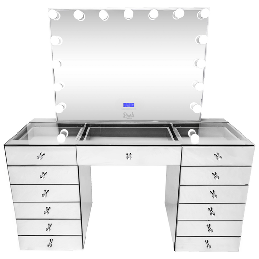 Aquarius - Mirrored Glass top Vanity & Frameless Mirror