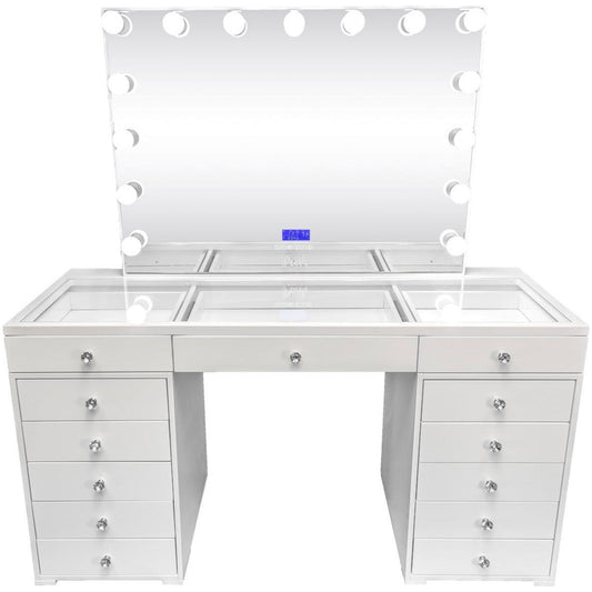 Temptation - 59" Glass Top Vanity & Frameless Mirror