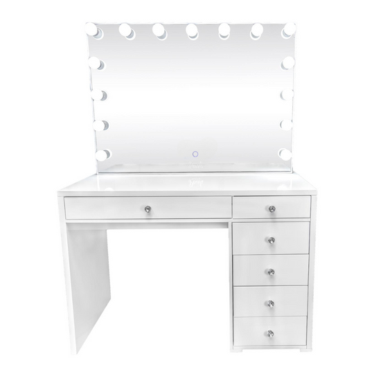 Glossy Column Shelf W/ Drawers – Pearls Vanity