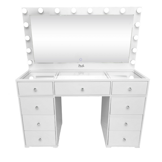 Infinite - 59" Double Drawers Glass Top Vanity (Deep Drawers) & Framed Mirror (Copy)