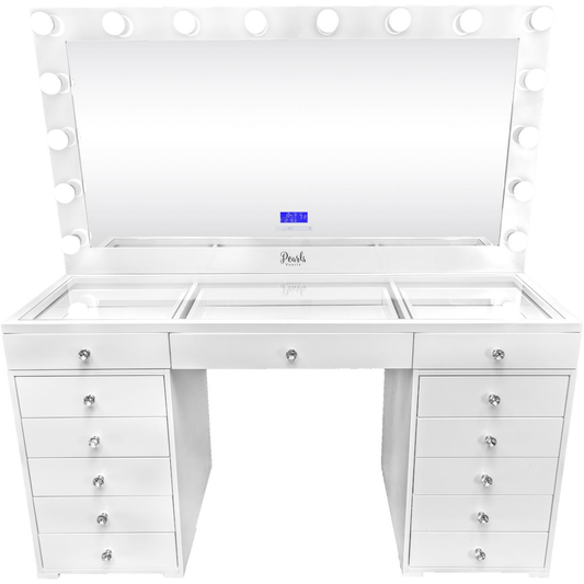 Temptation - 59" Glass Top Vanity & Framed Mirror