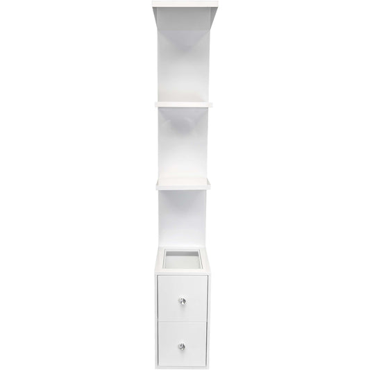 Glossy Column Shelf W/ Drawers