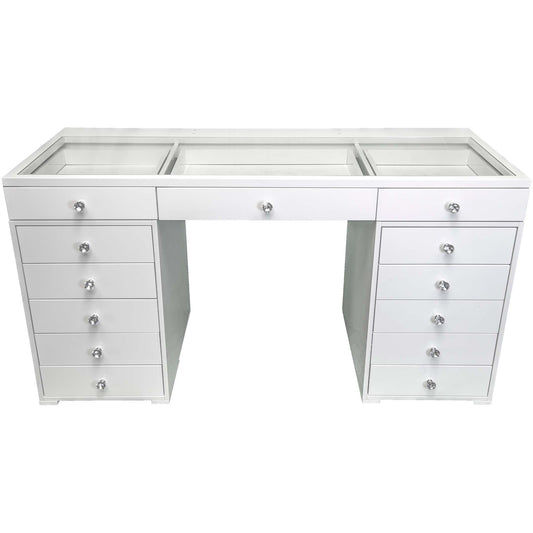 Temptation 59" Glass Top Vanity Table